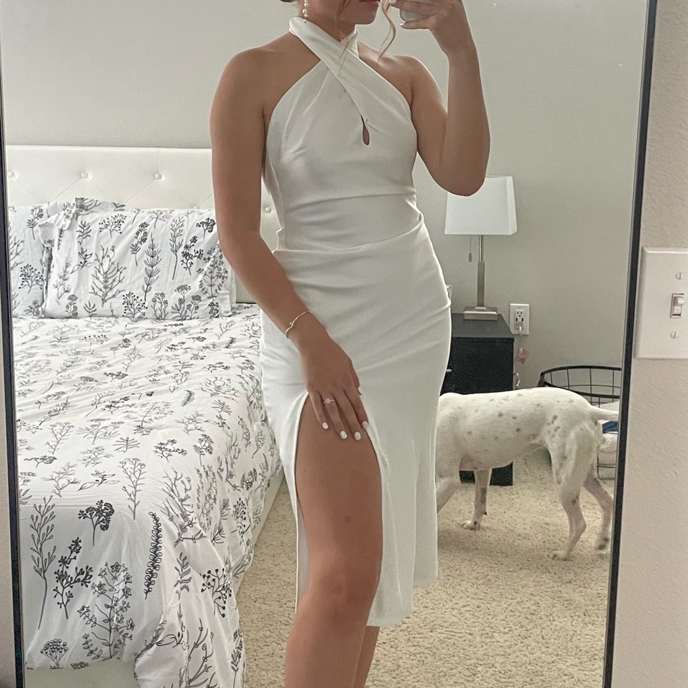 Lulu's White Halter Midi Dress